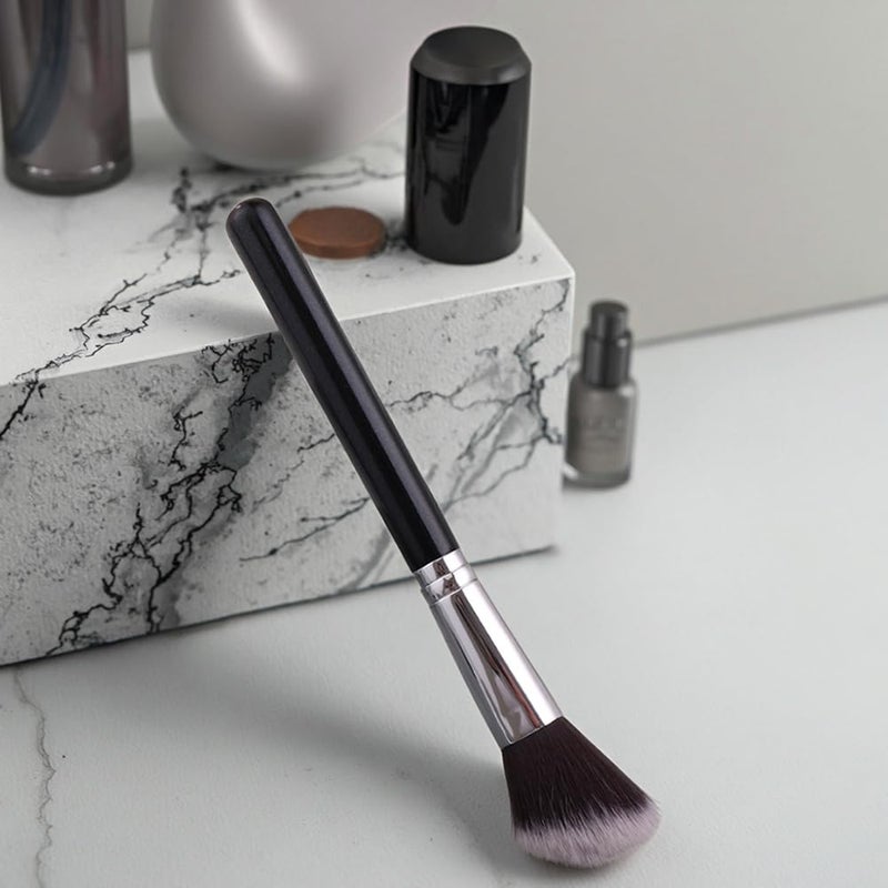 IPRESTA Angled Blush Brush Black Shinny Wood Handle Brush for Contour, Blush and Bronzer Makeup Application (F09) - Image 5